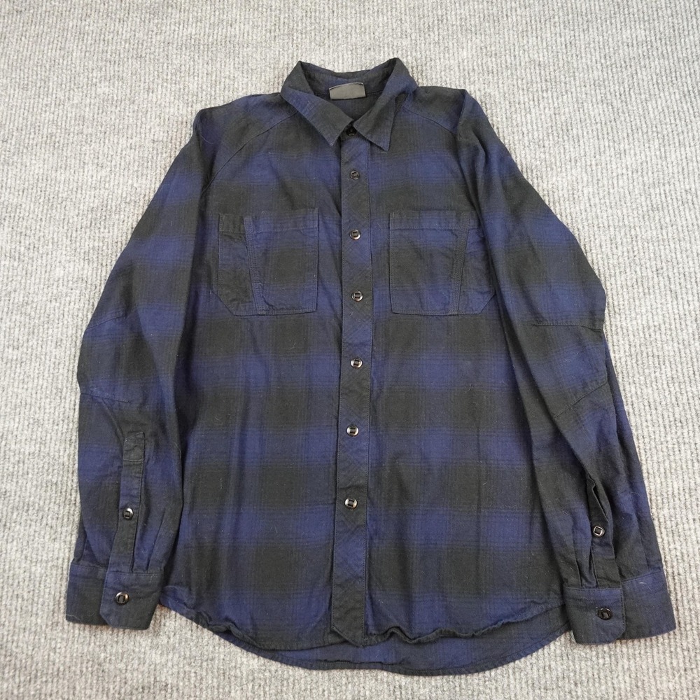 Triple Aught Design Shirt Mens Large Blue Plaid Flannel Long Sleeve Button Up